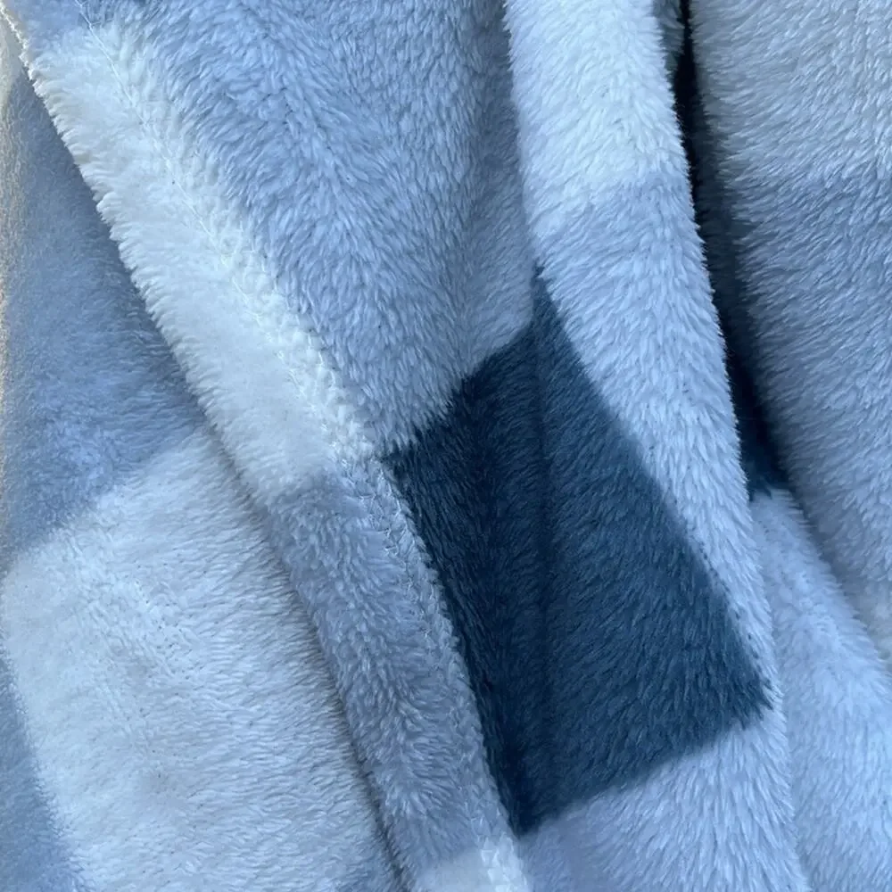 Checkered Throw Blue Gray White 50” x 70”
